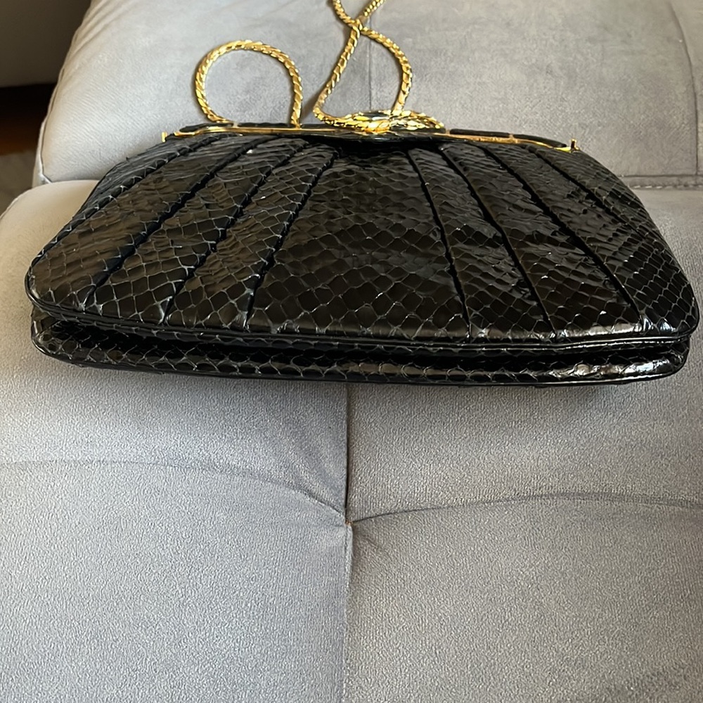 Authentic Vintage Black Python Judith Leiber Even… - image 5